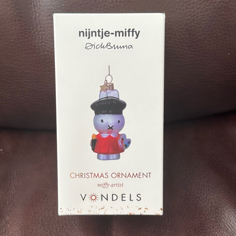 Vondels Miffy Artist Glass Christmas Ornament - Sealed NIB